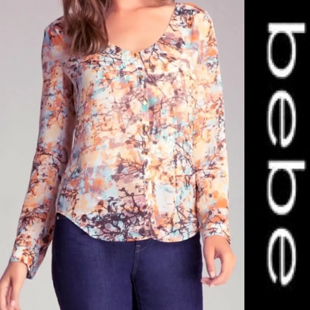 Bebe Button Down Blouse - Picture 1 of 8